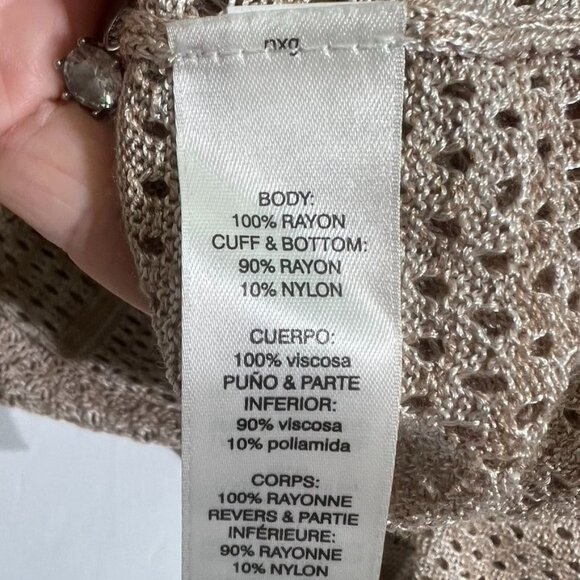 WHBM Open Front Metallic Knit Long Duster Cardigan Sweater M Long Sleeve - Picture 7 of 12